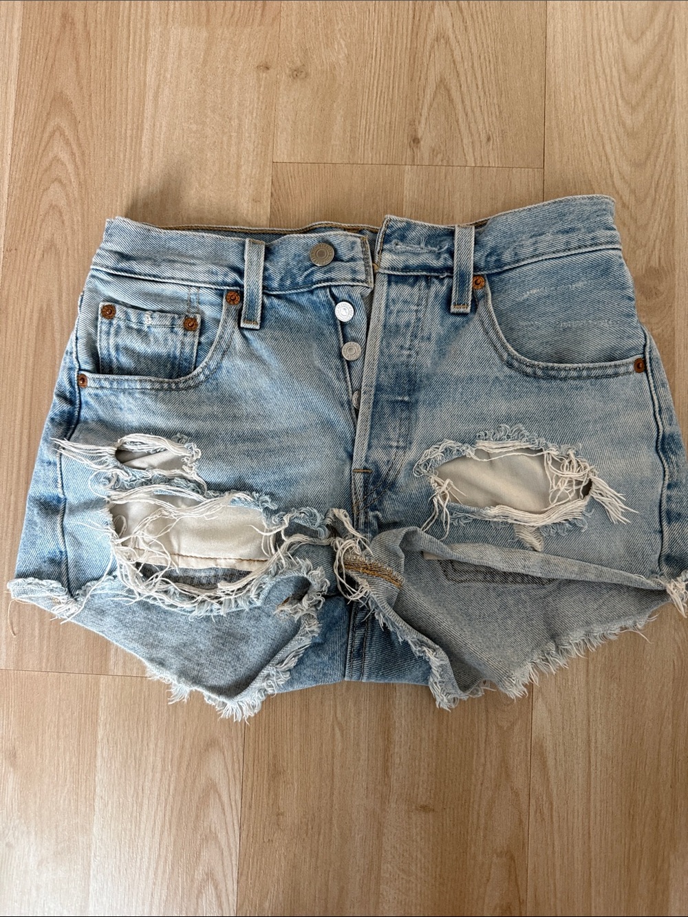 Levi's Light Blue Denim Shorts with Contrast Stitching
